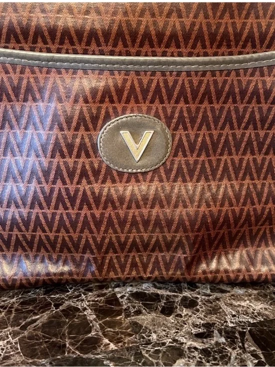 Valentino Garavani Brown Monogram Clutch with Gold V Emblem - Picture 7 of 7